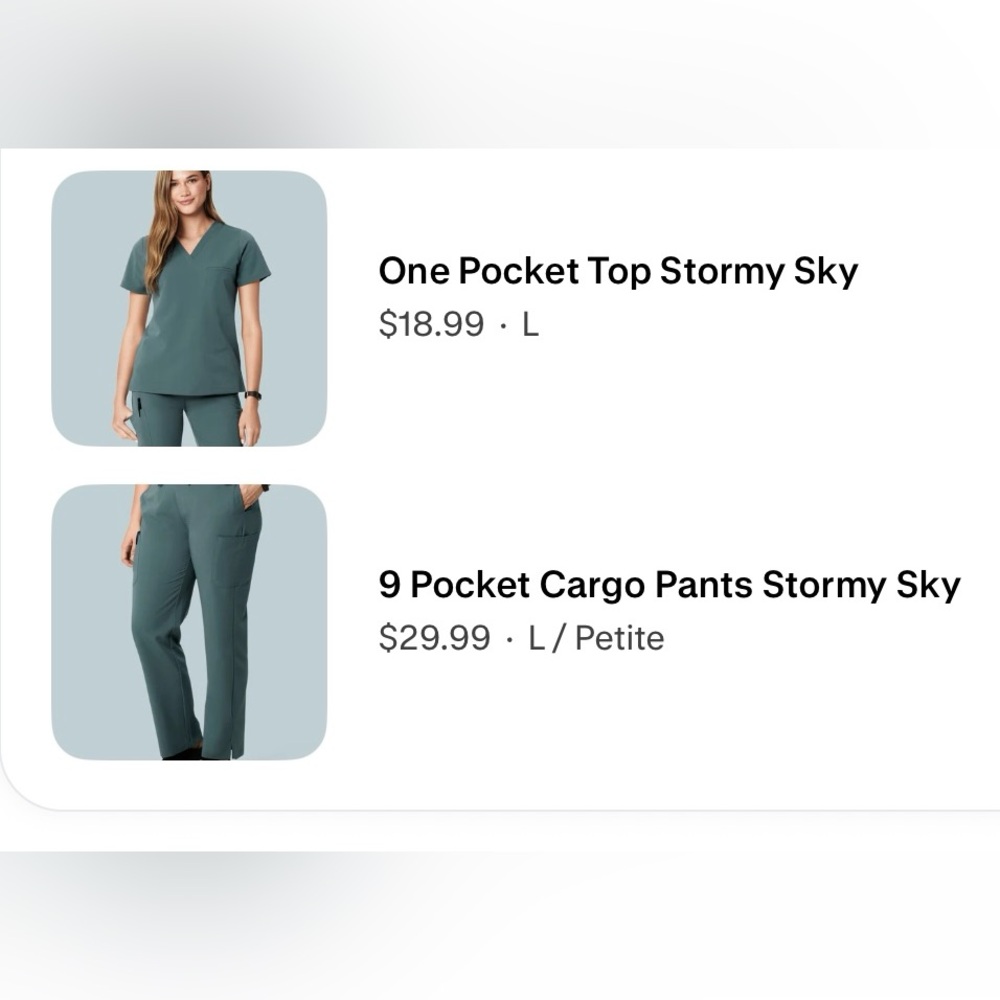 Mandala Women’s Stormy Sky Cargo & Top Scrub Set IN PERFECT CONDITION